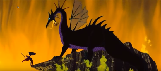 maleficent dragon attacks prince phillip in 1959 animated disney movie sleeping beauty